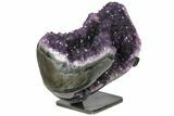 Wide Amethyst Geode Section With Metal Stand - Uruguay #121862-2